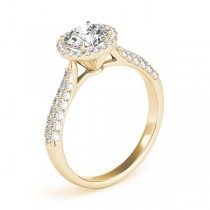 Tripple Row Diamond Halo Engagement Ring 18k Yellow Gold (1.08ct)