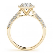 Diamond Halo Pave Sidestone Accented Engagement Ring 18k Yellow Gold (0.33ct)