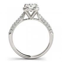 Round-Cut Square Halo Pave' Diamond Engagement Ring 14k White Gold (2.33ct)