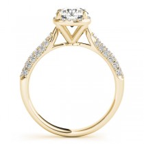 Round-Cut Square Halo Pave' Diamond Engagement Ring 18k Yellow Gold (2.33ct)