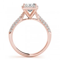 Princess-Cut Halo pave' Diamond Engagement Ring 14k Rose Gold (2.33ct)