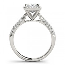 Princess-Cut Halo pave' Diamond Engagement Ring 14k White Gold (2.33ct)