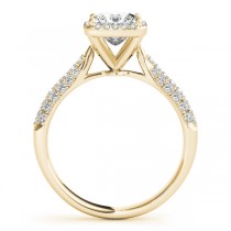 Princess-Cut Halo pave' Diamond Engagement Ring 14k Yellow Gold (2.33ct)
