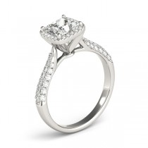 Princess-Cut Halo pave' Diamond Engagement Ring 18k White Gold (2.33ct)