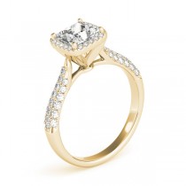 Princess-Cut Halo pave' Diamond Engagement Ring 18k Yellow Gold (2.33ct)