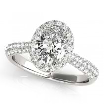 Oval-Cut Halo pave' Diamond Engagement Ring Platinum (2.33ct)