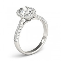 Oval-Cut Halo Pave Diamond Engagement Ring 14k White Gold (1.32ct)