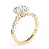 Oval-Cut Halo Pave Diamond Engagement Ring 14k Yellow Gold (1.32ct)