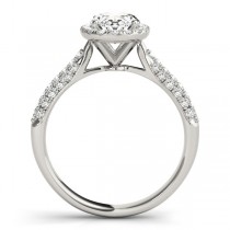 Oval-Cut Halo Pave Diamond Engagement Ring Setting 14k White Gold (0.34t)