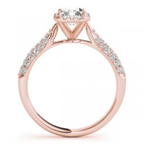 Emerald-Cut Halo pave' Diamond Engagement Ring 14k Rose Gold (2.38ct)