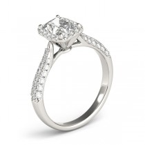 Emerald-Cut Halo pave' Diamond Engagement Ring 14k White Gold (2.38ct)