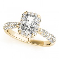 Emerald-Cut Halo pave' Diamond Engagement Ring 18k Yellow Gold (2.38ct)