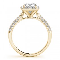 Cushion Cut Diamond Halo Engagement Ring 14k Yellow Gold (2.33ct)