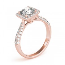 Cushion Cut Diamond Halo Engagement Ring 18k Rose Gold (2.33ct)