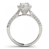 Pear-Cut Halo pave' Diamond Engagement Ring 14k White Gold (2.38ct)