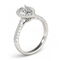 Pear-Cut Halo pave' Diamond Engagement Ring 18k White Gold (2.38ct)