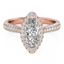Diamond Marquise Halo Engagement Ring 18k Rose Gold (2.00ct)