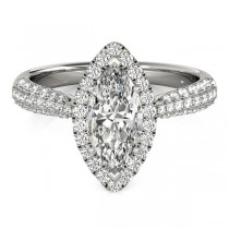 Diamond Marquise Halo Engagement Ring 18k White Gold (2.00ct)