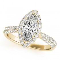 Diamond Marquise Halo Engagement Ring 18k Yellow Gold (2.00ct)