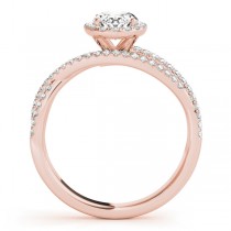 Oval-Cut Halo Triple Row Diamond Engagement Ring 14k Rose Gold (1.38ct)