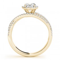 Oval-Cut Halo Triple Row Diamond Engagement Ring 18k Yellow Gold (1.38ct)