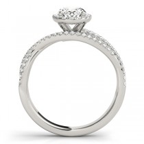 Oval-Cut Halo Triple Row Diamond Engagement Ring Palladium (1.38ct)