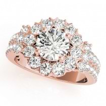 Diamond Halo Antique Style Engagement Ring 14k Rose Gold (2.04ct)