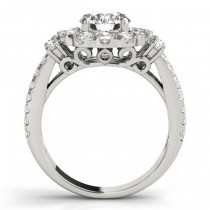 Diamond Halo Antique Style Engagement Ring 14k White Gold (2.04ct)