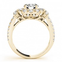 Diamond Halo Antique Style Engagement Ring 18k Yellow Gold (2.04ct)