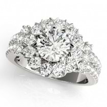 Diamond Halo Antique Style Engagement Ring Platinum (2.04ct)