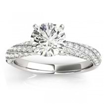 Diamond Twisted Pave Three-Row Engagement Ring 14k White Gold (0.52ct)