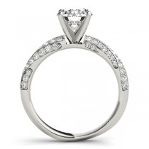 Diamond Twisted Pave Three-Row Engagement Ring 18k White Gold (0.52ct)