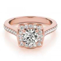 Diamond Halo Floral Engagement Ring 14k Rose Gold (1.32ct)