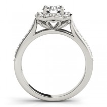 Diamond Halo Floral Engagement Ring 14k White Gold (1.32ct)
