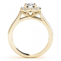 Diamond Halo Floral Engagement Ring 14k Yellow Gold (1.32ct)