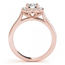 Diamond Halo Floral Engagement Ring 18k Rose Gold (1.32ct)