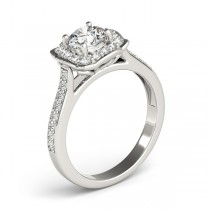 Diamond Halo Floral Engagement Ring 18k White Gold (1.32ct)