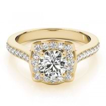Diamond Halo Floral Engagement Ring 18k Yellow Gold (1.32ct)