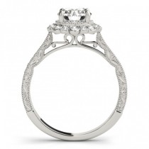 Diamond Flower Halo Vintage Engagement Ring 14k White Gold (1.11ct)