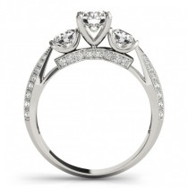Diamond 3 Stone Engagement Ring Setting 14k White Gold (0.66ct)