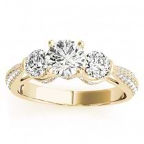Diamond 3 Stone Engagement Ring Setting 18k Yellow Gold (0.66ct)