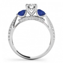 Diamond & Blue Sapphire Engagement Ring Setting 14k White Gold (0.66ct)
