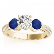 Diamond & Blue Sapphire Engagement Ring Setting 18k Yellow Gold (0.66ct)