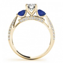 Diamond & Blue Sapphire Engagement Ring Setting 18k Yellow Gold (0.66ct)