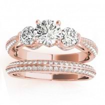Diamond 3 Stone Engagement Ring Setting 14k Rose Gold (1.04ct)