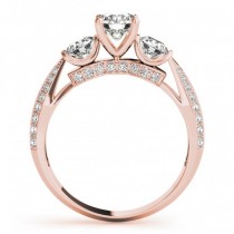 Diamond 3 Stone Engagement Ring Setting 14k Rose Gold (1.04ct)