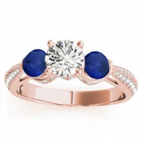 Diamond & Blue Sapphire Bridal Set Setting 14k Rose Gold (1.04ct)