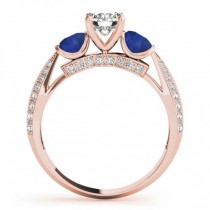 Diamond & Blue Sapphire Bridal Set Setting 14k Rose Gold (1.04ct)