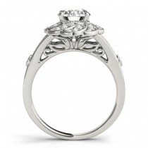 Diamond Floral Swirl Split Shank Engagement Ring 14k White Gold (1.25ct)