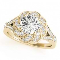 Diamond Floral Swirl Split Shank Engagement Ring 14k Yellow Gold (1.25ct)
